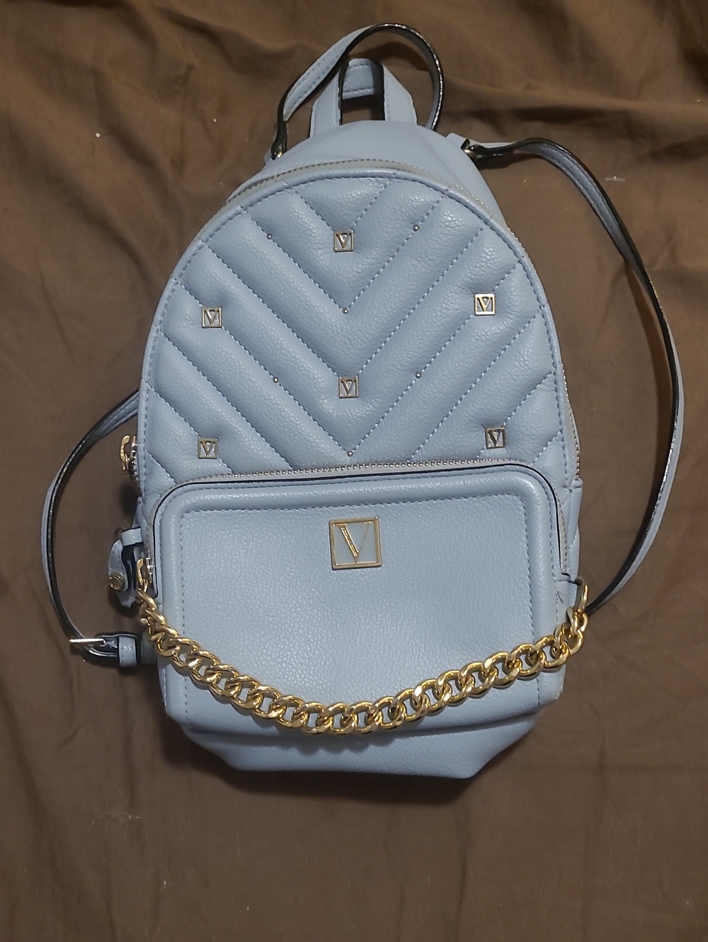 Victoria Secret Powder Blue Quilted Mini Backpack No Callouts